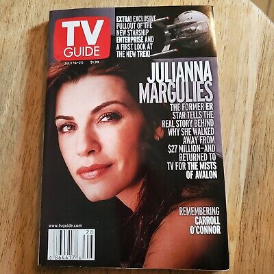 TV Guide July 14-20, 2001 Julianna Margulies, Star Trek, Carroll O'Connor