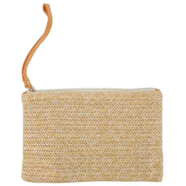 Pp Grass Polyester Fiber Straw Wallet Miss Womens Bohemian Wristlet Bag