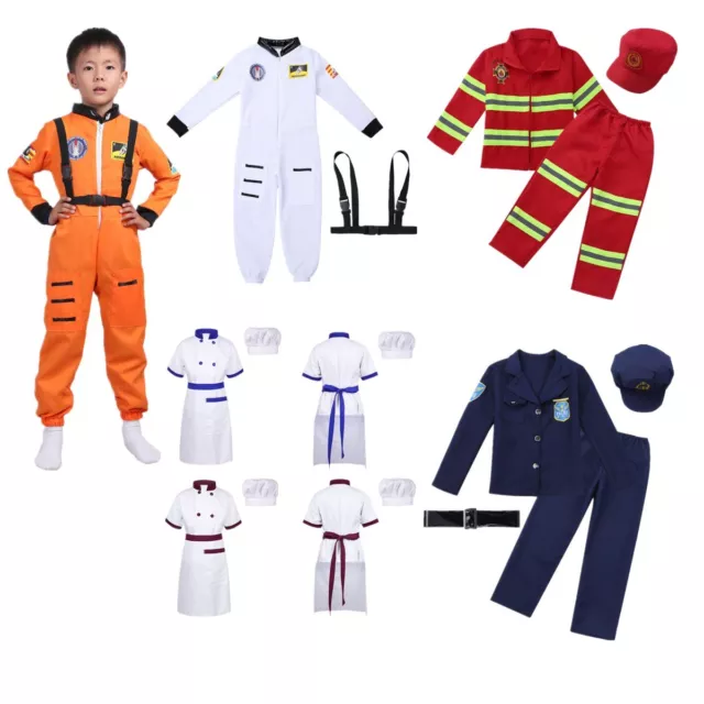 Kid Boys Chef Fancy Dress Police Costume Firefighter Uniform Cosplay Outfits Set