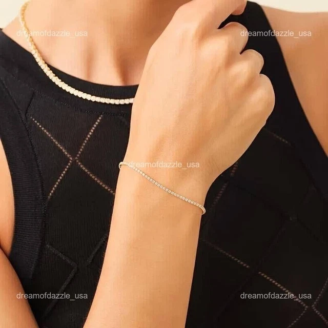 Bracelet Extension En Or 9 Carats Avec CZ Incolore - 7,5 Pouces, Neuf Avec étiquette