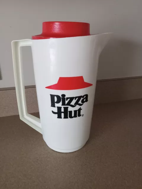 Pizza Hut Vintage Pitcher with Lid -Red & White 2 1/2 Qt Alladinware
