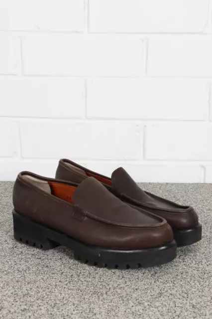 ROBERT CLERGERIE Brown Leather Chunky Loafers (8.5)