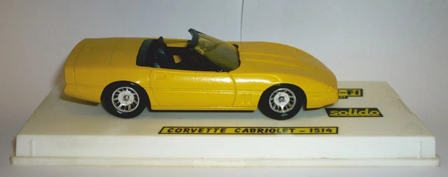 Modèle Réduit Solido Chevrolet Corvette C4 Cabriolet Jaune 1/43 - Édition HI-FI, En Excellent état Avec Boîte D'origine