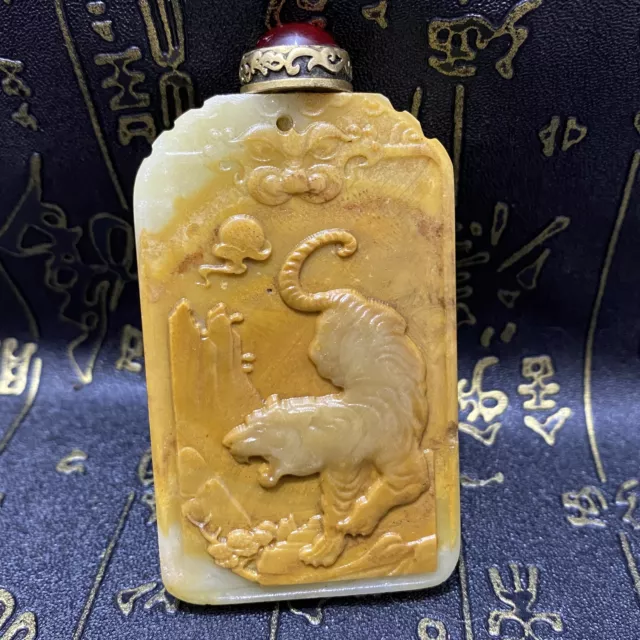 Old Chinese Natural Hetian Jade Hand-carved Exquisite  Pendants , Snuff Bottle