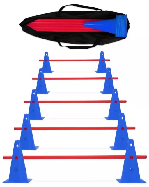 Kegelhürde 5er Set mit Stangen 100 cm blau/rot Agility Hürde