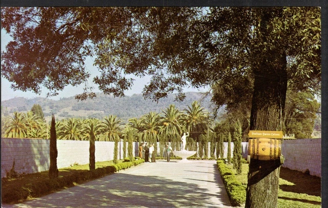 California Postcard Sonoma Italian Swiss Colony At Asti Bacchus Statue Chrome