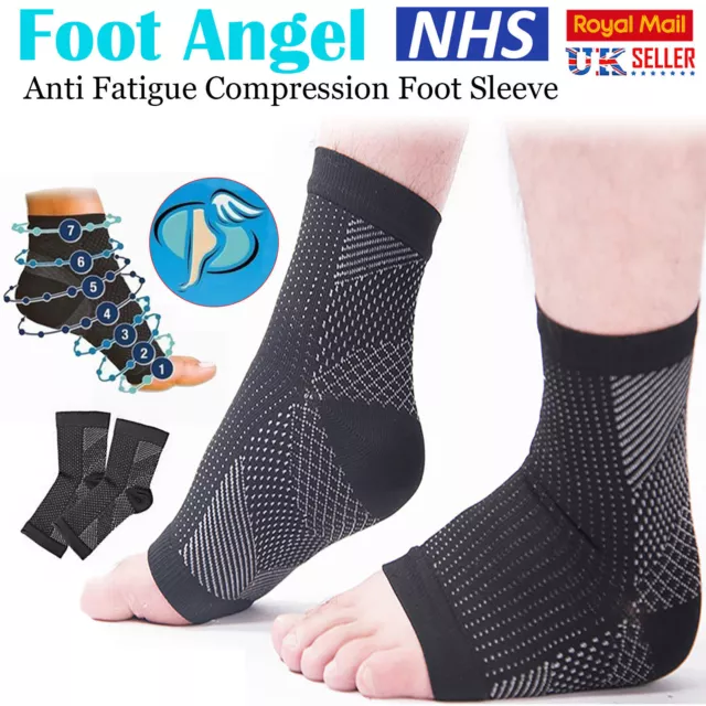 2x Foot Angel Ankle Compression Sleeve Anti Fatigue Heel Arch Relief Socks S/M