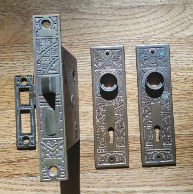 Antique Victorian Eastlake Door Hardware Mortise~Locks~Plates~Striker