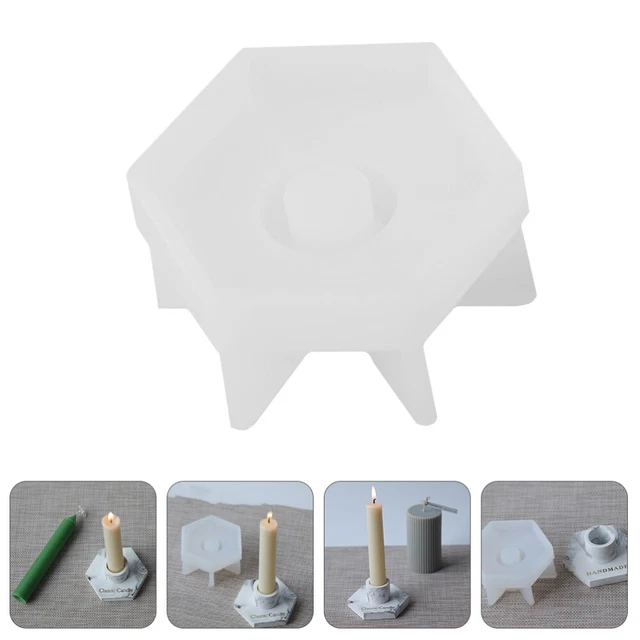 Candlestick Mold Candle Stand Silicone Candlestick Casting Hexagon Holder Simple