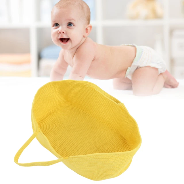 Cesta plegable portátil de algodón para bebé (amarilla) con