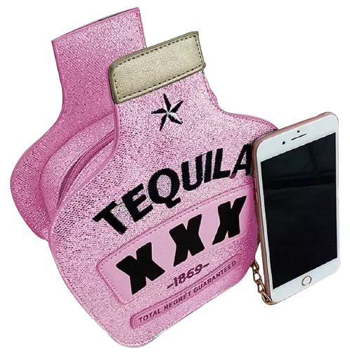 Women Cute Unique Sequins Crossbody Handbag Tequila Shaped Shoulder bag