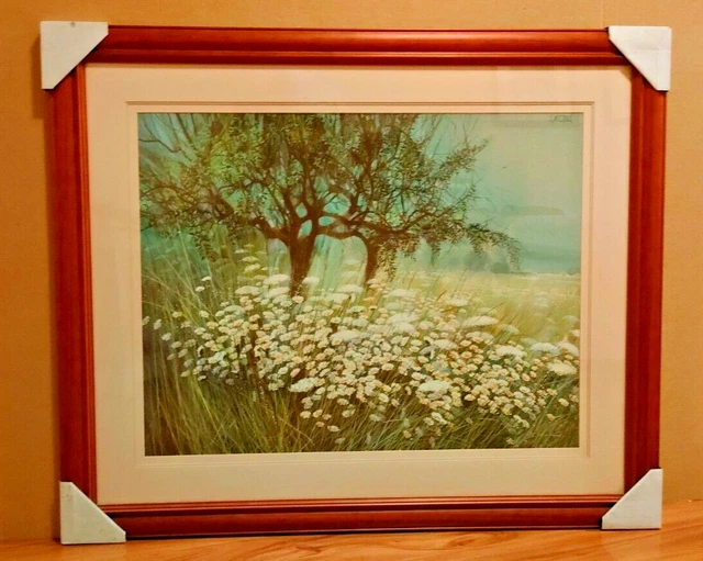G Michaud "Daisies" Framed High Quality Art Print Triple Mats w/Glass LARGE NEW