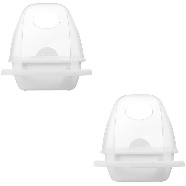 Set of 2 Transparent Parrot Feeder Hanging Bird Cage Cups Water Bowl Automatic