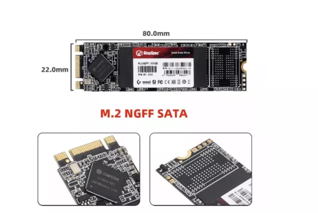 Kingspec M.2 SATA 2280 NGFF Built-In Solid-State Drive Sata III- M+B keys