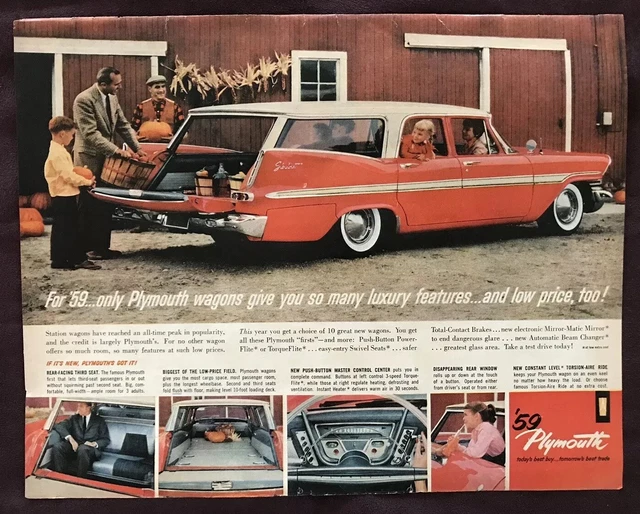 Vintage 1959 Plymouth Suburban Station Wagon / Western Electric  Print Ad
