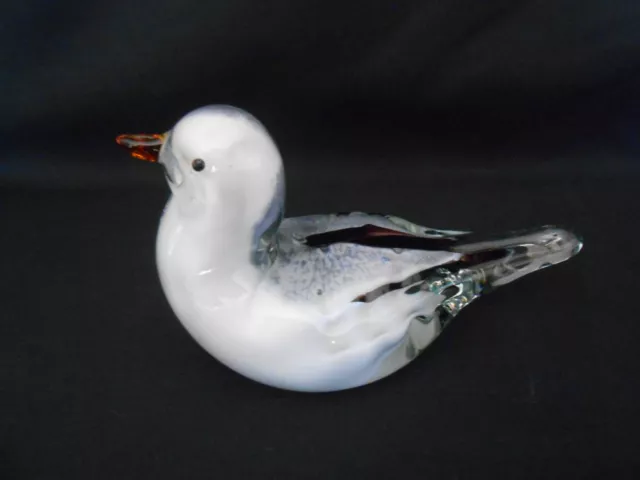 Beautiful MURANO Style Art Glass Duck/Bird Figurine White, Grey, Clear & Purple