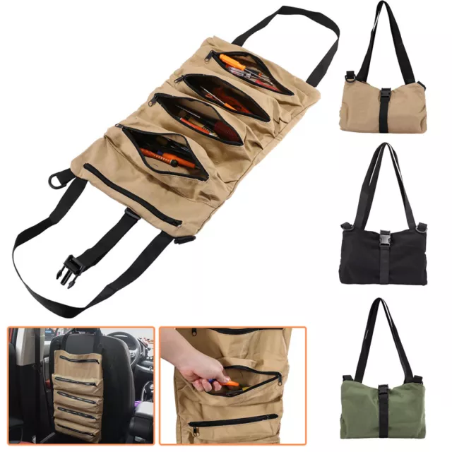 Canvas Tool Roll Organizer Heavy Duty Tool Roll Up Bag Tool Large Wrench Pouch