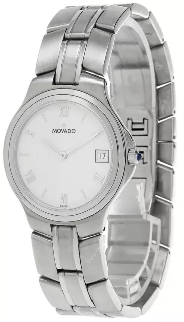 MOVADO 35MM Stainless Steel Silver Dial Date Men's Watch 84-E7-878