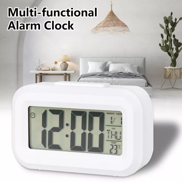 Digital Snooze LED Alarm Clock Backlight Time Calendar Thermometer Temperature