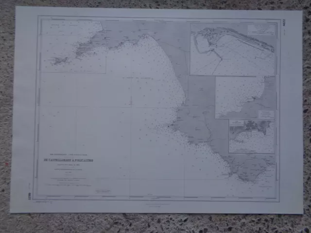 CARTE  MARINE / De Castellamare à Policastro  Côte ouest d'Italie Salerne Amalfi