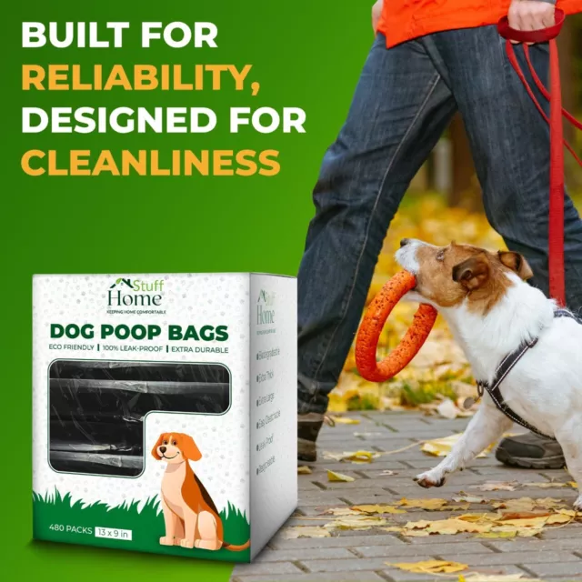 480x Dog Poo Bags Extra Strong Double Thick Poop Tie Handles degradable Bags New