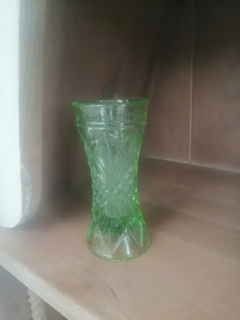 Vintage Pressed Green Glass Posy Vase