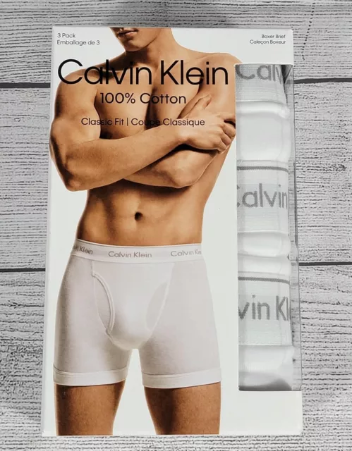 Calvin Klein Men's Classic Fit Boxer Briefs Underwear 3-Pairs White Size XXL