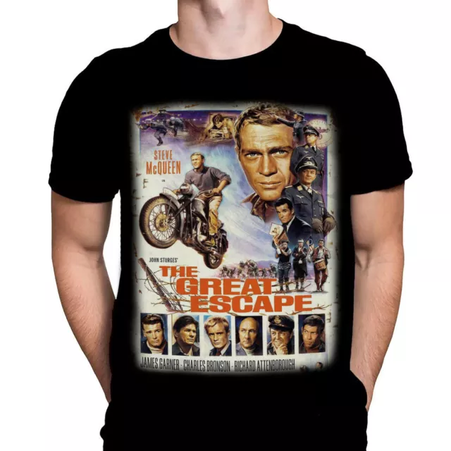 THE GREAT ESCAPE  - T-Shirt - Sizes S - XXXXL - War Movie / Steve McQueen