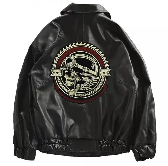 Grand Écusson Thermocollant Route 66 Biker Tête De Mort – Aile Ange Chaîne Moto, 30x11 Cm – Patch Motard
