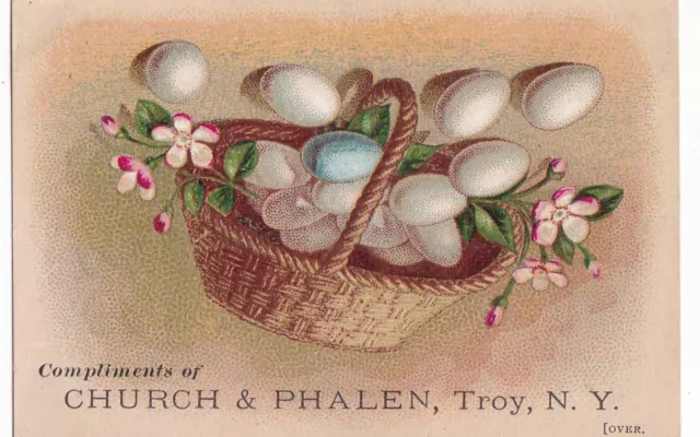 1800's Victorian Trade Card -Church & Phalen Easter Eggs