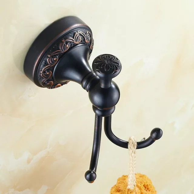 Oil Rubbed Bronze Coat Hat Clothes Robe Holder Rack Double Hook Wall Hanger