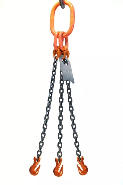 Chain Sling - 9/32" x 10' Triple Leg with Grab Hooks - Grade 100