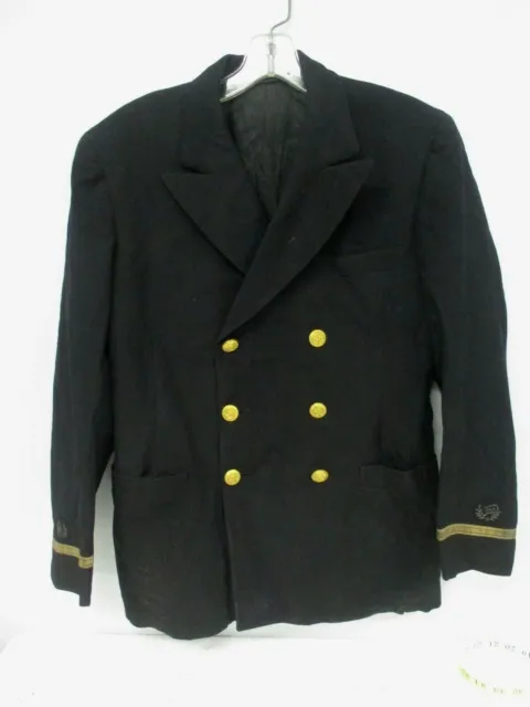Vintage World War Ii Black Wool Us Navy Regulation Uniform Jacket ~ Size 38