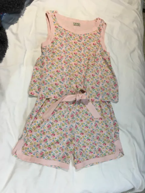 next girl pretty pink ditsy floral  polyester  playsuit age 12 years 152cms vgc