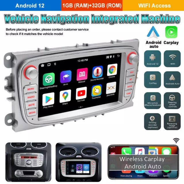 7" For Ford Focus 2008-2011 Android 12 Car GPS Stereo WIFI Carplay Auto Radio