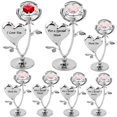 Crystal Ornament Gift Set Crystocraft With Swarovski Elements Strass Rose Flower