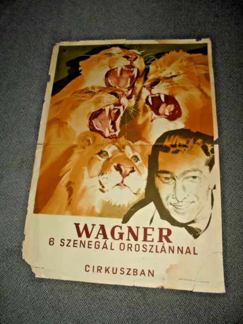 1956c BUDAPEST/PARIS affiche litho DOMPTEUR WAGNER Cirque Medrano circus circo