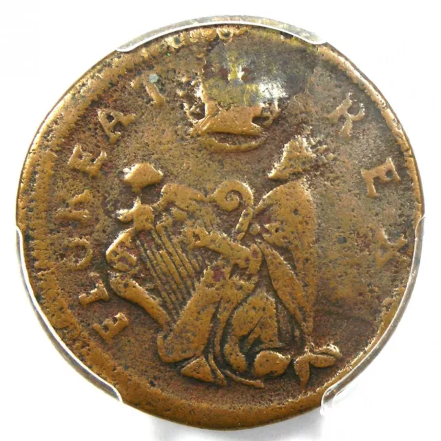 1670 New Jersey St Patrick Farthing Colonial Coin 1/4P - PCGS VF25 - $1650 Value