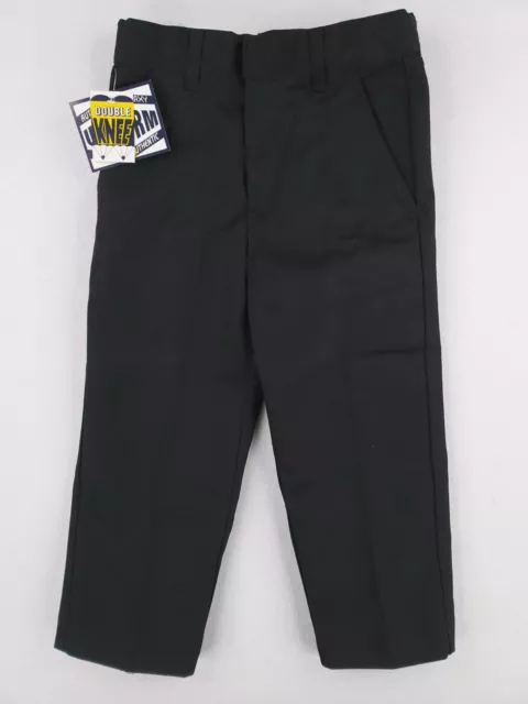 Kids School Uniform Pants Boys Size 4 Black Chino Double Knee Adjustable NWT