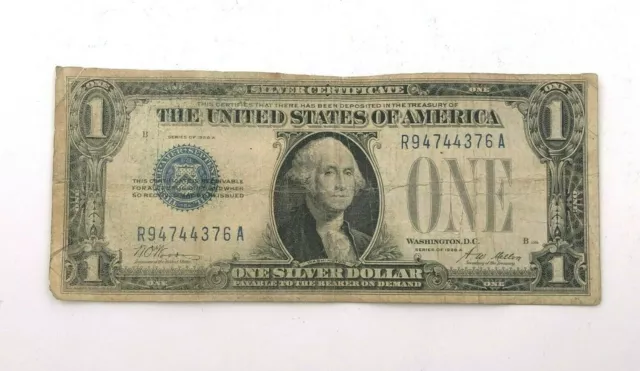 1928 a Very Good Circulated Funnyback Blue Seal Silver Certificate 1$ Bill