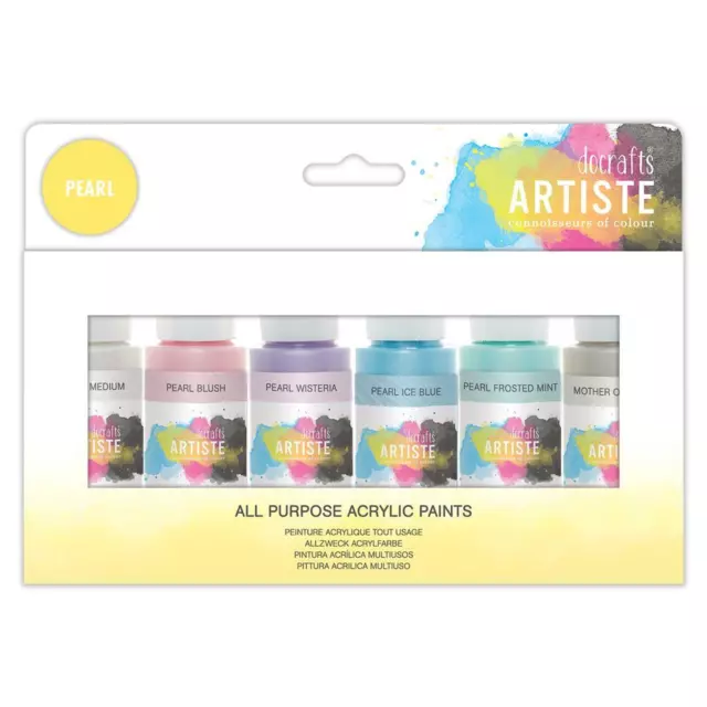 Artiste All Purpose Acrylic Paints - Pearlescent Colours (6 x 2oz)