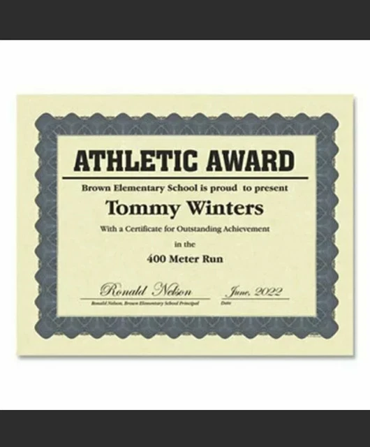 METALLIC BORDER AWARD Certificates 8.5" X 11" Ivory/Blue 100/Pack