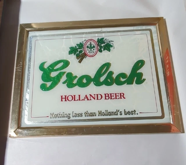 Grolsch Holland Beer Glass Bar Framed Sign Nothing Less Than Holland's Best