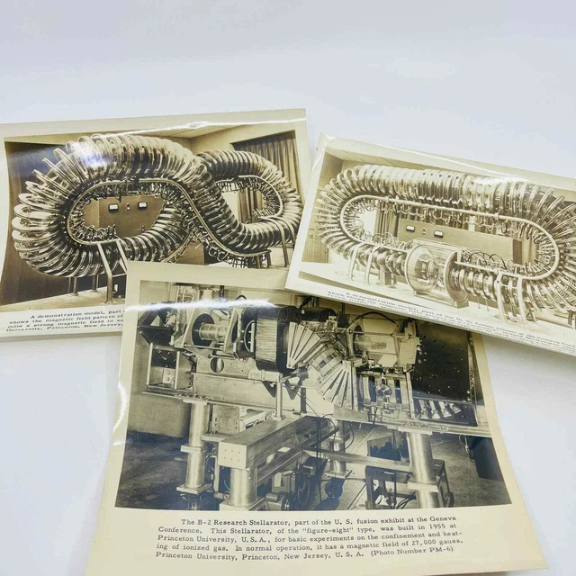 1958 Geneva Conference US Fusion Exhibit Stellarator Press Photo Set of 3 D3