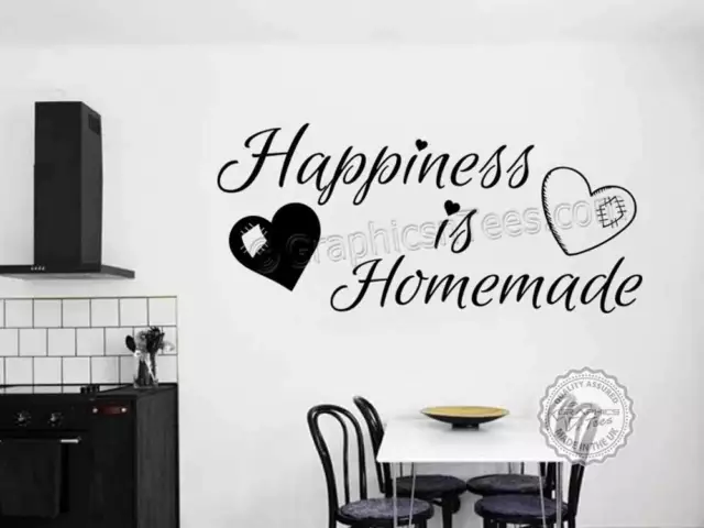 Kitchen Wall Sticker, Happiness is Homemade, Family Wall Sticker Quote Decals