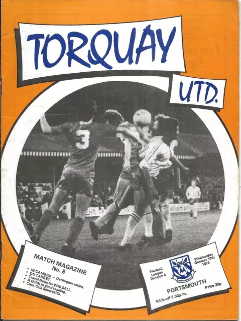 Football Programme TORQUAY UNITED v PORTSMOUTH Oct 1979