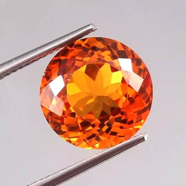 20 Ct+ AA Natural FL Orange Ceylon Sapphire Round Cut Loose Certified Gemstone