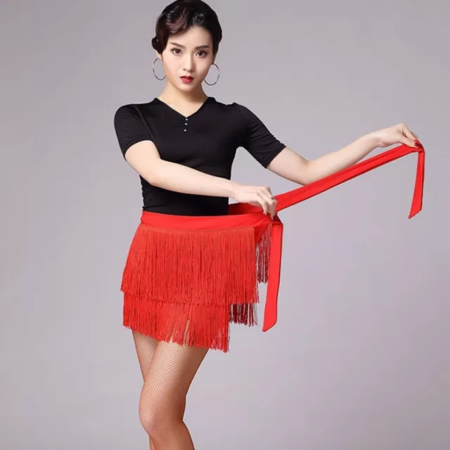 Lady Girl Children Ballroom Latin Tassel Dance Skirt Wrap Dancewear Salsa Tango