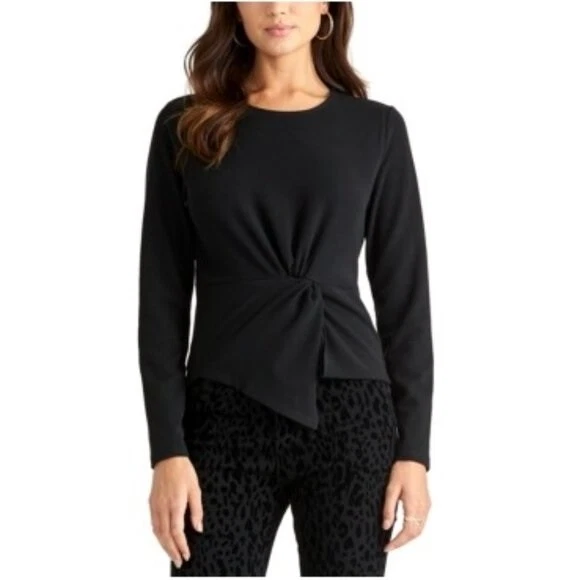 Rachel Roy Women's Val Knot Front Top Black Size Large
