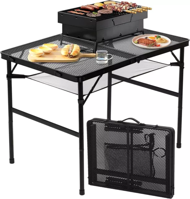 3FT Portable Folding Grill Table Camping Cooking Barbecue Table Pot Stand Square